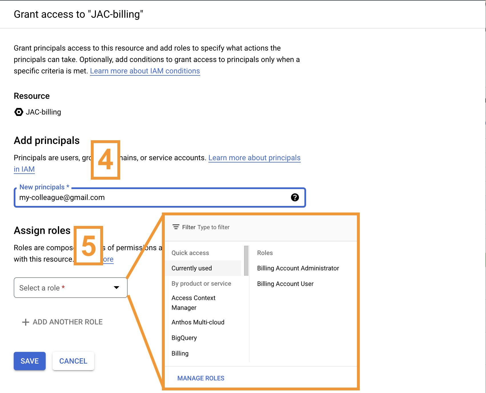 How to add/remove Google Cloud Billing account users – Terra Support