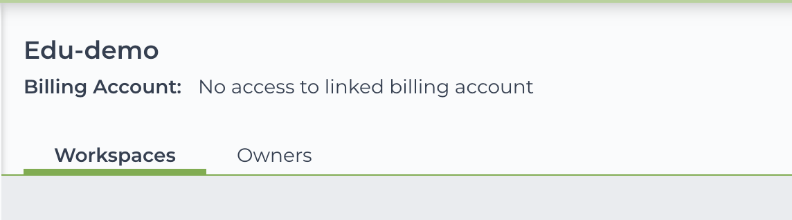 Screenshot of top of Terra Billing project summary screen with 'No access' and nothing else beside the Billing Account name. Change-Google-Cloud-Billing-account_No-access-to-linked-billing-account_Screenshot.png