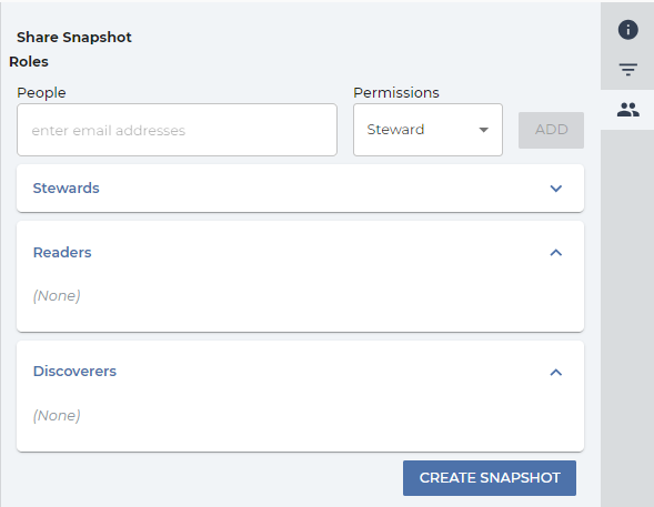 Screenshot of the screen used to share a TDR snapshot with other users.