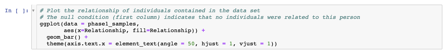 Screenshot of a code block in the unfolded state: both the comments and the code are visible.