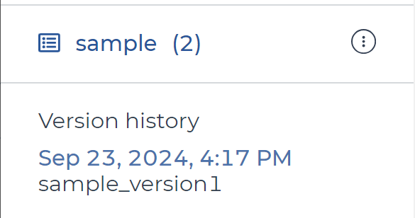 Screenshot showing the version history for an example table.