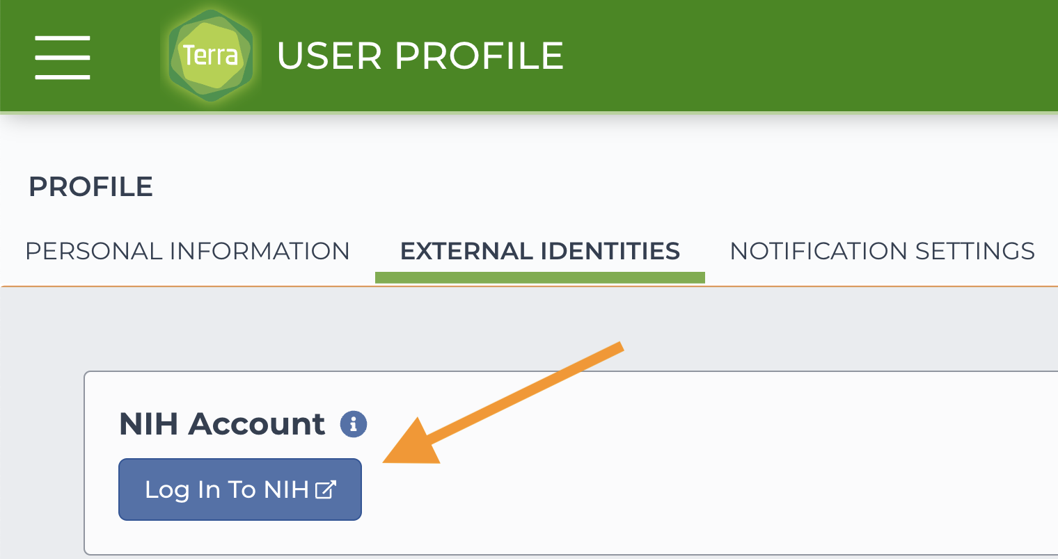 Screenshot-of-the-external-identities-tab-under-profiles-with-arrow-pointing-to-Log-into-NIH-button.png
