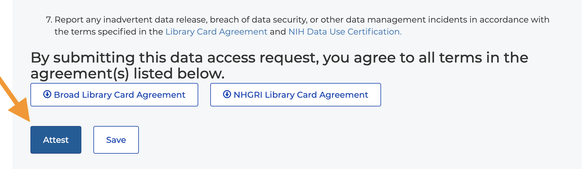 DUOS_Screenshot-of-end-of-the-DAR-form-with-linrary-card-agreements-and-blue-attest-button.png