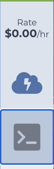 Screenshot of right sidebar with (from the top) the cloud environment rate, the cloud environment lightening logo, and the terminal logo